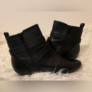 Black Faux Leather Ankle Boots